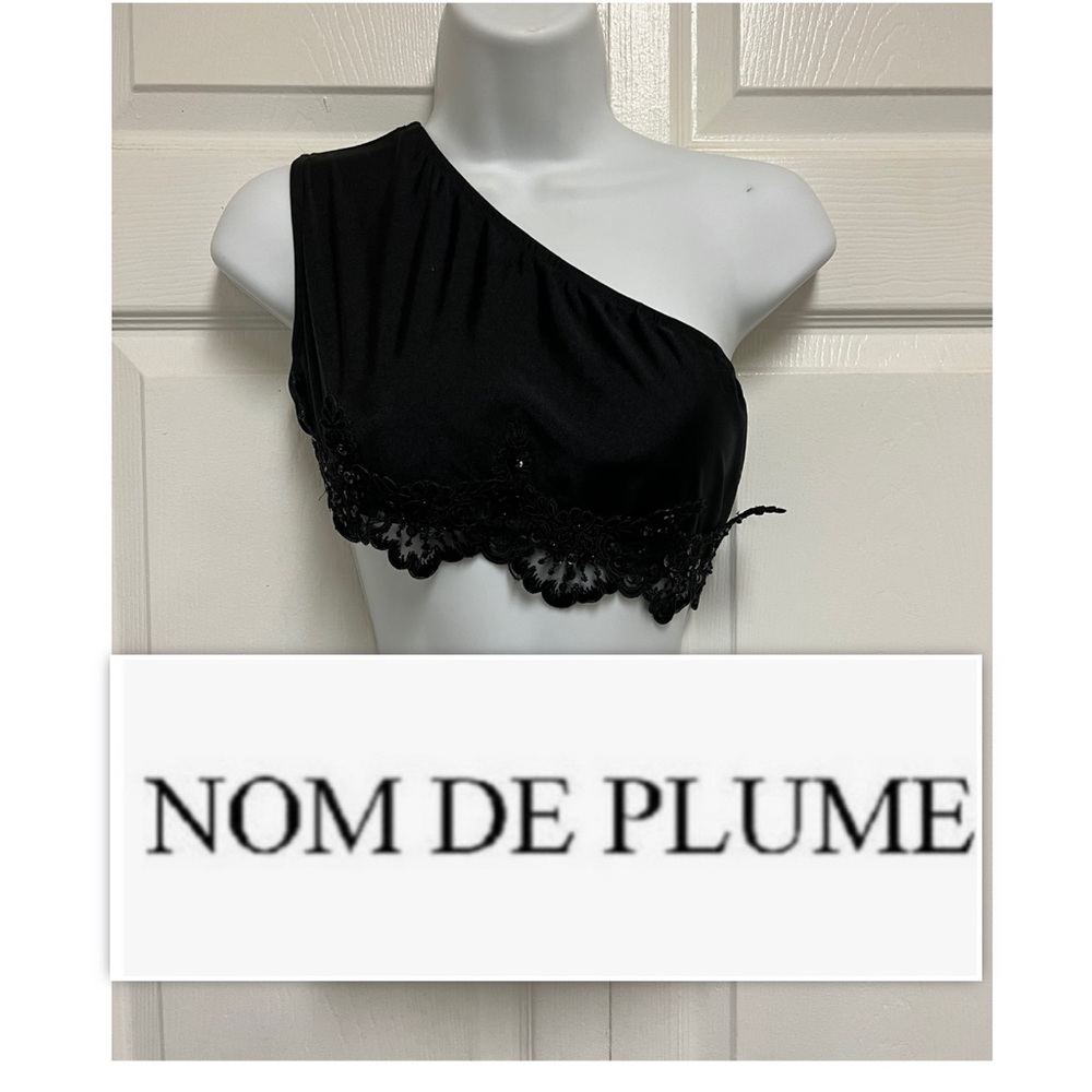 Nom de Plume One Shoulder Lace Cropped Top